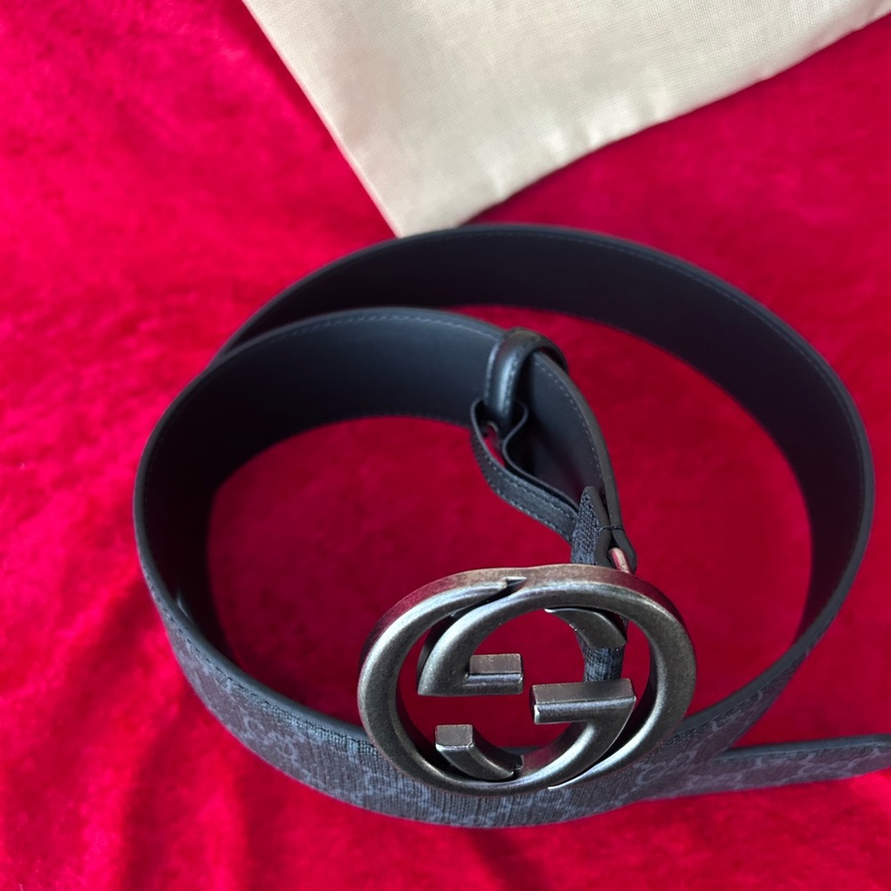 Gucci Black Monogram Men's Belt 95/38 - Picture 3 of 7